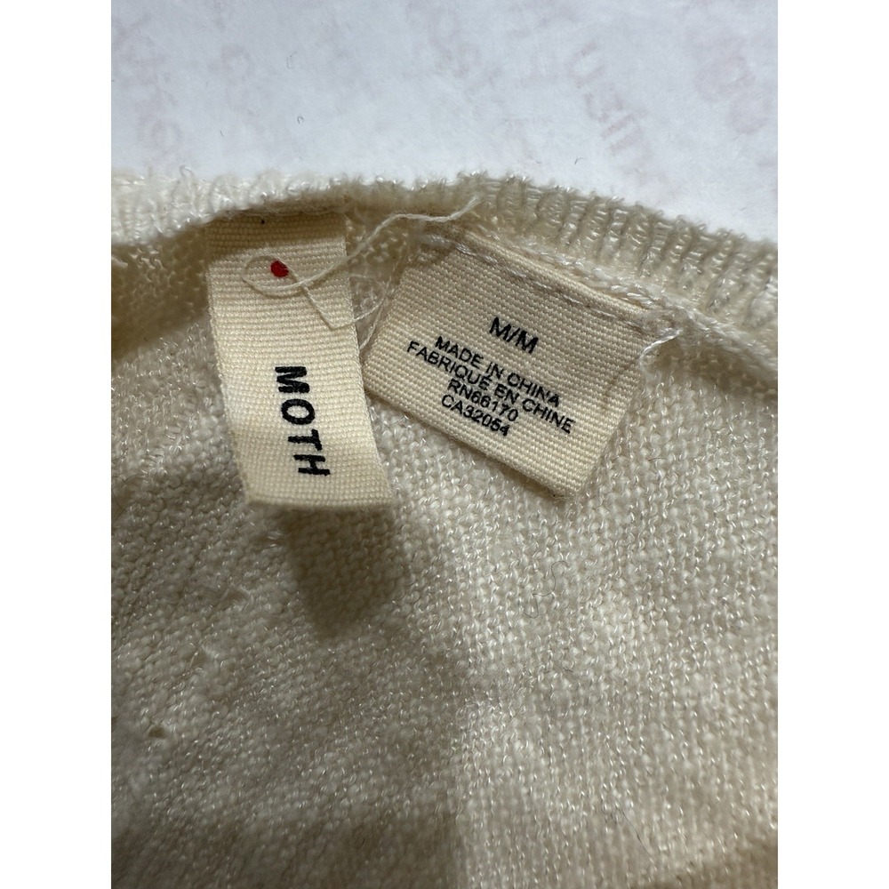 Moth Sabine Chiffon Sleeve Pullover Sweater Top Size M Ivory Anthropologie - Picture 4 of 9